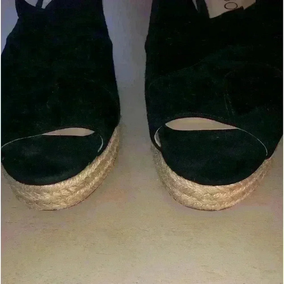 SOLE SOCIETY BLACK OPEN TOE WEDGE LEATHER SHOES SIZE 8,5 M - Picture 7 of 9